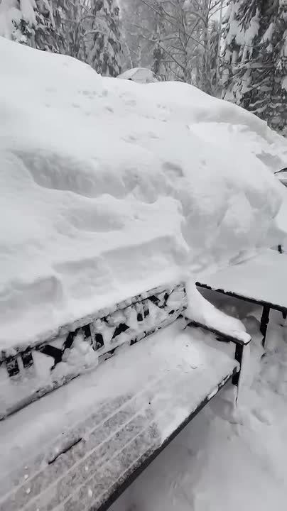 Выше человека!. В Шерегеше очевидцы фиксируют двухметровые сугробы