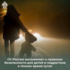 СК России напоминает о правилах безопасности для детей и подростков в темное время суток