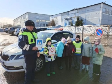 Сотрудники Госавтоинспекции Ленинска-Кузнецкого провели пешеходную экскурсию для воспитанников детского сада №35