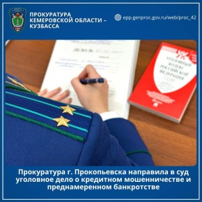 Прокуратура г. Прокопьевска направила в суд уголовное дело о кредитном мошенничестве и преднамеренном банкротстве